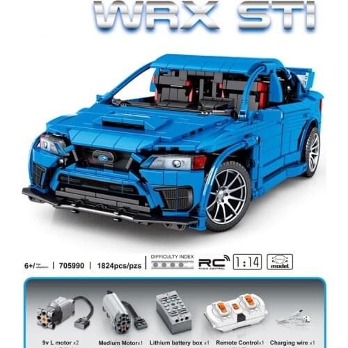 Technical 1:14 scale japan sport car 11th SUBARU Impreza Wrx Sti block model brick 2.4Ghz radio remote control vehicle rc toy