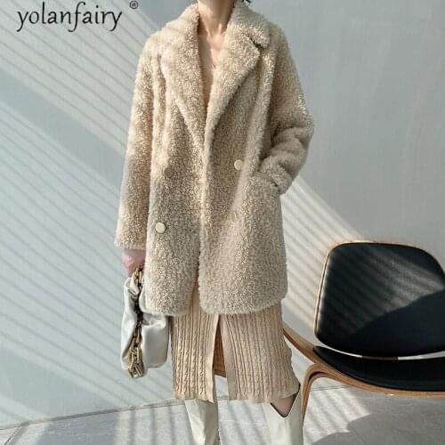 Fashion Korean 100% Genuine Wool Real Fur Coat Women Autumn Winter Jackets for Women 2020 Long Female Jacket Loose Abrigo Mujer