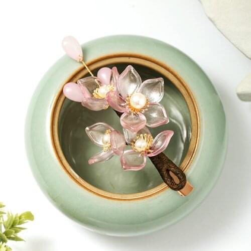 FORSEVEN Women Girls Birthday Party Headpieces Pink Flower Pearls Hairpins Clips Bride Noiva Bridal Wedding Floral Headbands