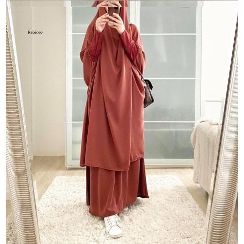 Womens Two-Piece Set Loose Hooded Over-Length Women Dress Solid Color Big Swing Robe Suit Dress New