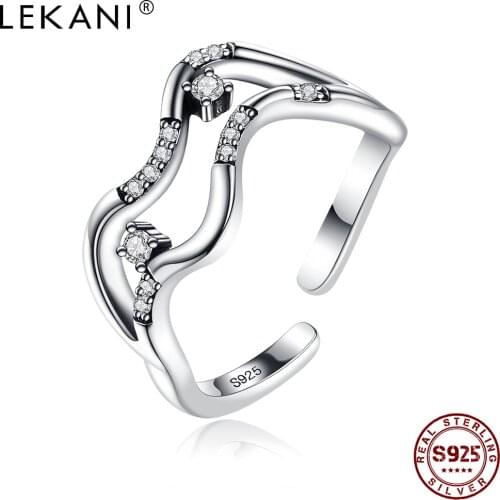 LEKANI M Shaped Vintage Ring S925 Sterling Silver Atmospheric Ring For Women Fine Jewelry Best Selling Christmas Day Gifts