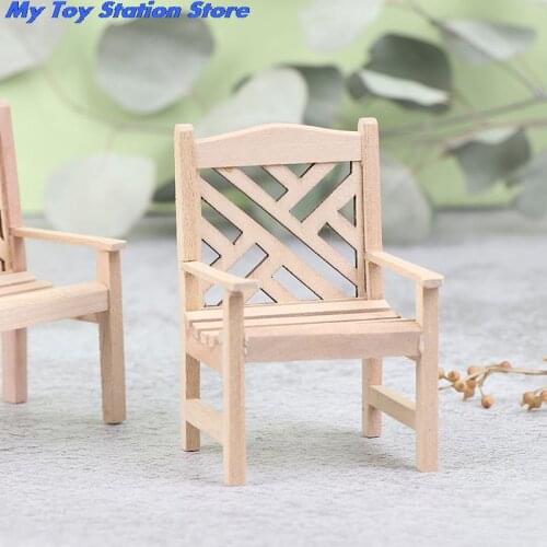 1pc 1:12 Dollhouse Furniture Miniature Wooden Kitchen Chair Kids Pretend Play Toy Mini Doll House Dollhouse Restaurant Chair
