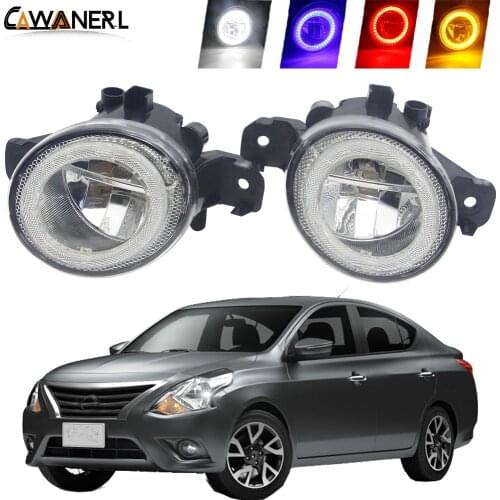 2 Pieces LED Angel Eye Fog Light H11 Car Front Bumper Fog Lamp Daytime Running Light DRL 4000LM 12V For Nissan Versa 2012-2019