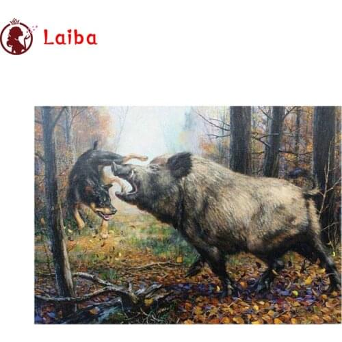 5D DIY Square round Diamond Painting Best selling animal art, wild boar, hunting sale Cross Stitch Diamond Embroidery picture