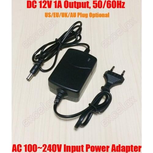 12W DC12V 1A Output AC100V~AC240V Input CCTV Camera Switching Power Supply Adaptor & DC 12V AC 110V AC 220V Power Adapter