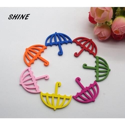 SHINE Wooden Sewing Buttons Scrapbooking Umbrella Colorful Mixed 32x31mm 24 PCs Costura Botones Decorate bottoni botoes