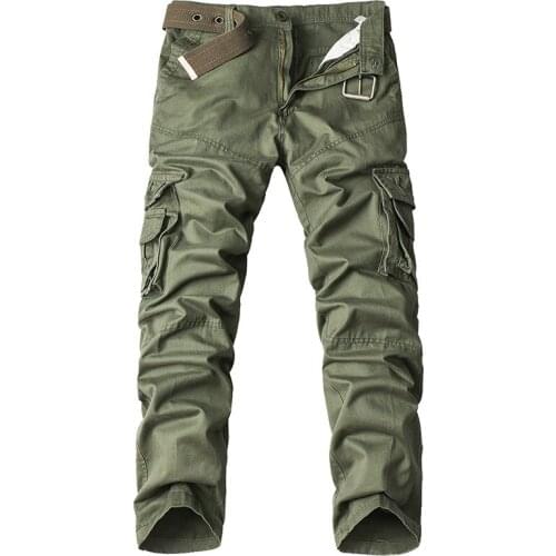 Men‘s Military Cargo Tactical Pants Solid Color Elasticity Cotton Slim Urban Outdoor Work LeisureTrousers Big Size 28-40