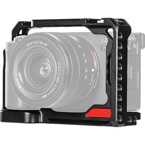 Camera Cage for Sony A7C Camera Protective Housing Case Frame with Extend Cold Shoe Lens Guards