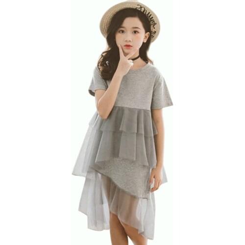 Kids Dress Girl Patchwork Cake Dress For Girls Short Sleeve Kids Party Dresses For Girls Cute Summer Clothes For Girls School