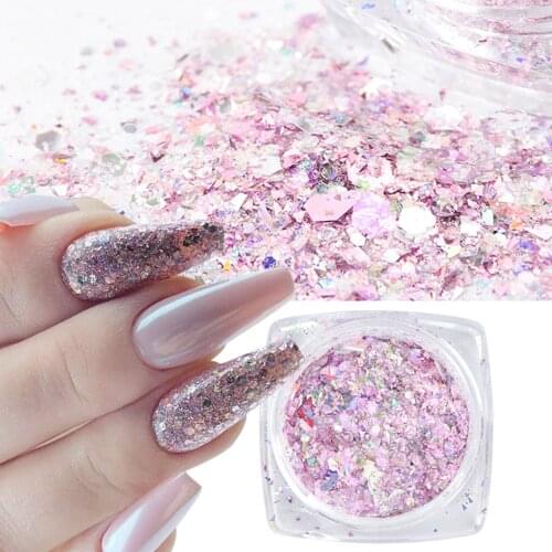 3D Holographic Sparkly Hexagon Nail Sequin Mermaid Mirror Glitter Spangles Nail Decoration Flake for Manicure Design FBDJ01-12