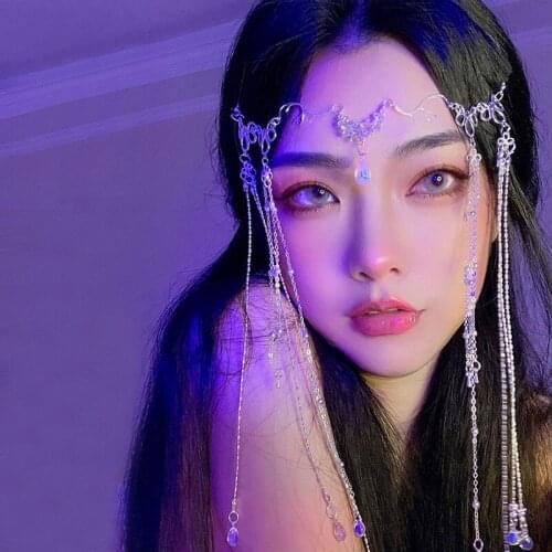 Ancient style headdress hanfu tassel hair decoration ancient costume forehead ornament eyebrow heart drop face curtain veil