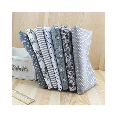 50*50cm 7PCS Gray Series Floral Print Cotton Fabric Fat Quarter Bundle Tissue To Sew DIY Patchwork Tilda Quilting Textile Tecido