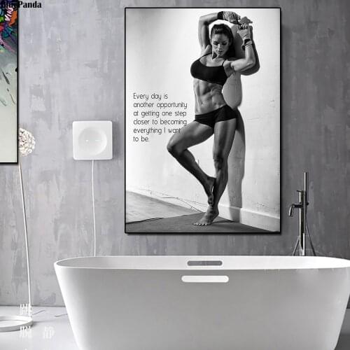 Bodybuilding Girl Fitness Motivational Quotes Canvas Painting Oil Print Poster Wall Art Picture For Living Room Home Decor