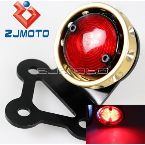 Brass Vintage Rear Light Motorcycle Lucas Light 12V Red LED Brake Tail Light For Harley Honda Bobber Chopper Cafe Racer