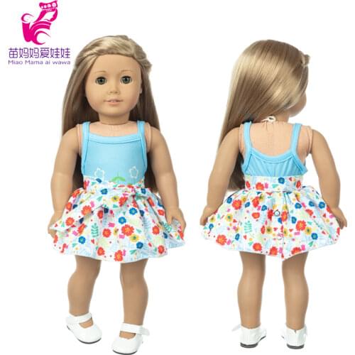 18 Inch Girl Doll Dress Summer Strap Flower Skirt Baby Dolls Dress Baby Girl Gifts