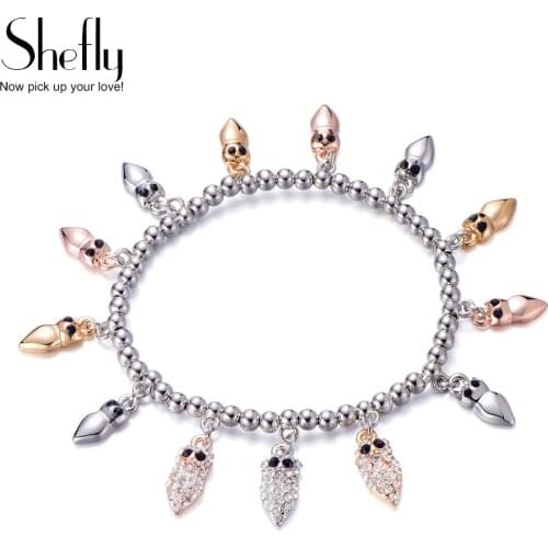 Bohemian Beaded Bracelet Multilayer Cute Owl Charm Bracelet Adjustable Stretch Crystal Animal Bracelets & Bangles Women Jewelry