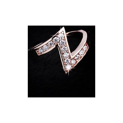 Personality trend gold Z-shaped high-quality zircon ring high-quality fashion trend ring