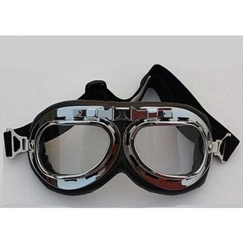Motorcycle Steampunk Half Helmet Flight Aviator Eyewear Goggles with Smoke Lenses Eyewear Glasses