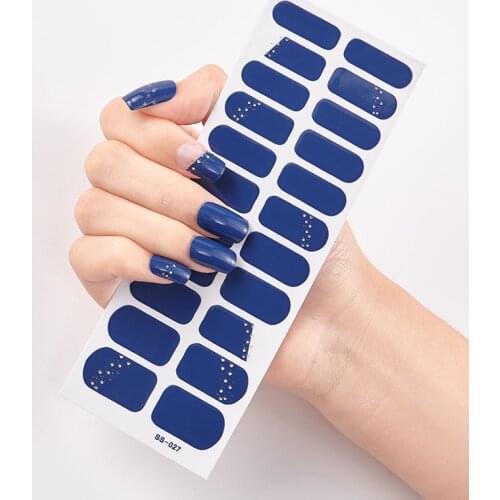 22 Tips/Sheet Solid And Patterned Nails Self Adhesive Nail Sticker Nail Wraps DIY Minimalist Design Nails Sticker Designer