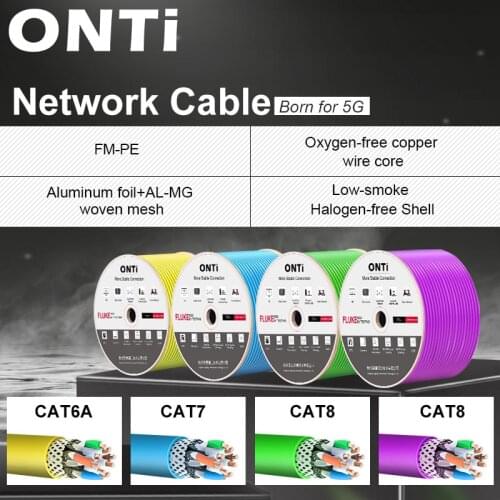 ONTi RJ45 CAT8 CAT7 CAT6A SHIELDED CABLE S/FTP 22AWG/23AWG 4PR OXYGEN-FREE COPPER LSZH ANSI/TIA 568C.2-1& ISO/IEC TR 11801