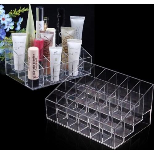24 Grid Acrylic Makeup Organizer Storage Box Case Lipstick Jewelry Holder Cosmetic Display Stand Makeup Tools Brush Holder