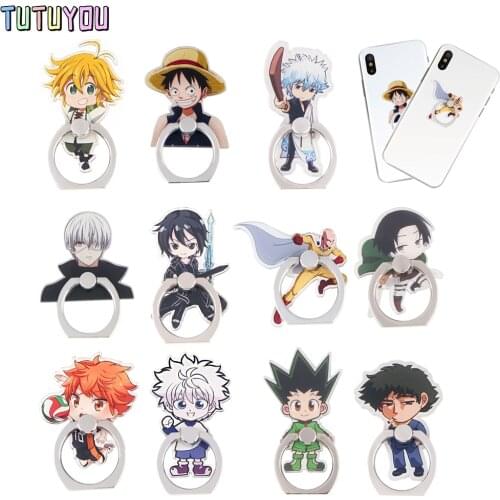 PC2856 Anime Boy Cartoon Fashion Ring Metal Mobile Phone Accessories Rotating Ring Bracket Lazy Desktop Anti-fall Bracket Gifts