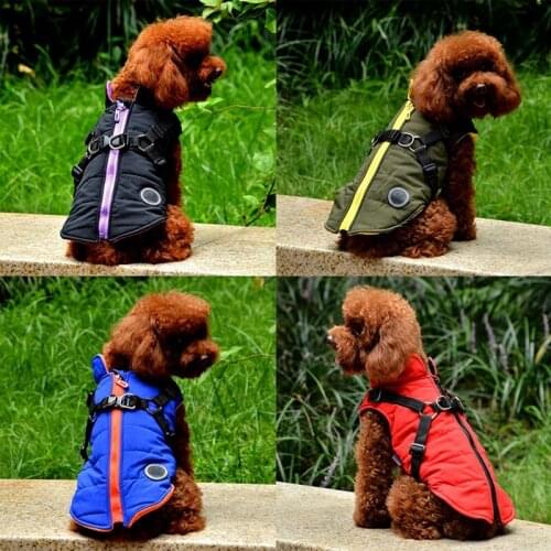 Pet Dog Clothes Pet Warm Jacket Waterproof Dog Clothing Outfit Vest with Leash Cold Weather Coat Small Dog Vest Harness