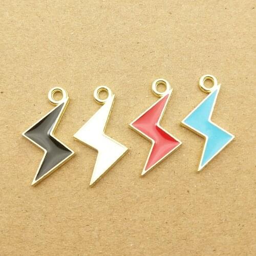 10pcs 12x21mm enamel lightning charm for jewelry making and crafting charm fashion earring pendant cute necklace bracelet charm