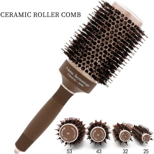 Professional Salon Styling Tools High Temperature Resistant Ceramic Round Comb Hair Curling Brush Comb
