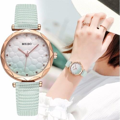 Reloj mujer Mode Frauen Candy Uhren Farbverlauf Skala Zifferblatt Quarzuhr Damen Casual Leder Uhr relogio feminino