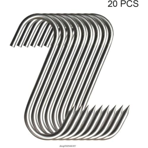 S Hooks with Sharp Tip Stainless Steel Utensil Kitchen Meat Pan Clothes 20Pcs Kitchen Baking Tools For Hot Cold Smoking Dropship