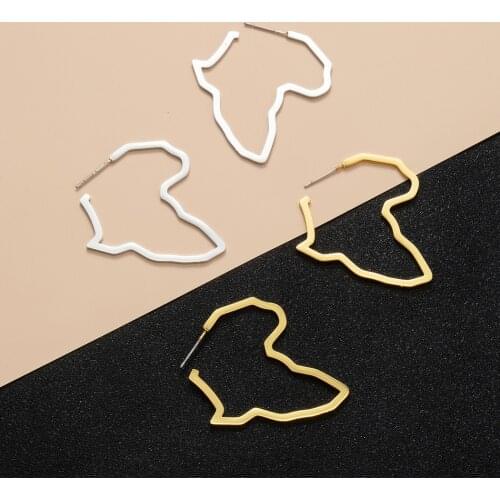 Punk Gothic Big Piercing Hollow Map Earrings For Girl Kids Map of Africa Statement Fashion Woman Earring 2021 Pary Pop Jewelry