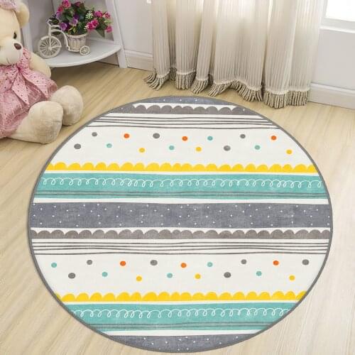 Gray Round Kids Room Rug clock numbers girl heart educational carpet