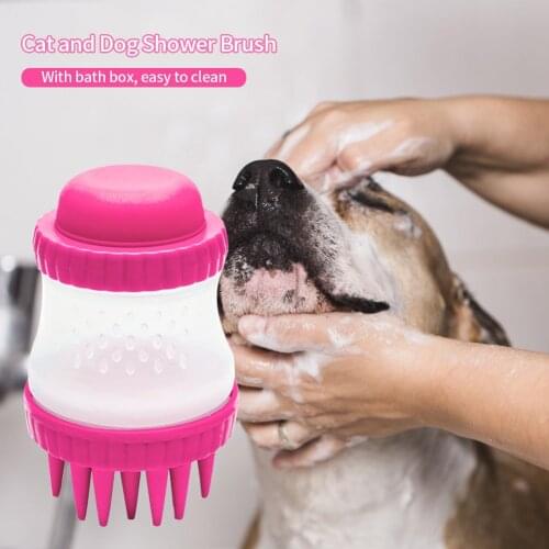 Pet Dog Cat Bath Brush Comb Silicone SPA Shampoo Shower Massage Cleaner Storage Comb Puppy Soft Hair Fur Cleaning Grooming Tools