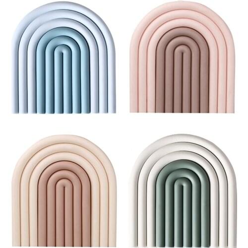 Nordic style Silicone Removable Rainbow Coasters Insulation Pads Cup Mat Plate Non Slip Placemat Home Decor Kitchen Accessories