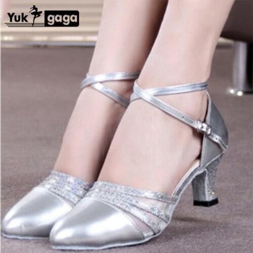 Womens Elegant Ballroom Party Modern Latin Dance Shoes Satin Prom Social Waltz Tango Dancing Heels Closed Toe Salsa Shoes