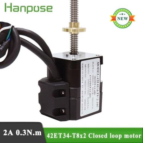 NEMA 17 Closed loop screw motor 42ET34-T8X2-310MM 2A 0.3N.M 34mm and CL42 Servo Driver For 3D Printer Monitor Equipment