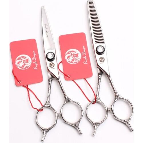 Y9228 6” Hair Scissors Professional High Quality for Barber Shop Hairdressor Hair Cutting Thinning Scissors Carved Handle Black