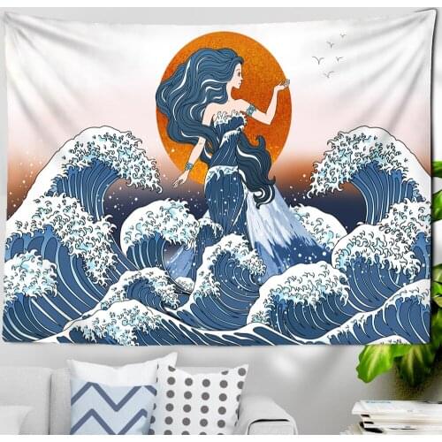 Japanese blanket big tapestry whale arowana dragon phoenix totem wall hanging bohemian bed blanket home decor tapestry