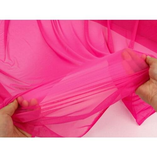 Hot pink - Superthin 4 Way Stretch Nylon Spandex Mesh Fabric Underwear Stockings Knit Net fabric high-elastic BY YARD