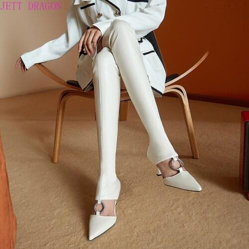 2021 Women Over The Knee High Boots Slip on Winter Shoes Thin High Heel Pointed Toe All Match Women Boots Genuine Leather Boots