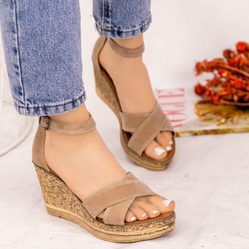 Tonar Petro Mink Suede Wedges Women Sandals Stylish and Comfortable New Season Platform Trend Fashion