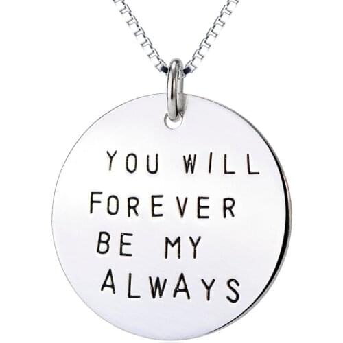 GNX0422 925 Sterling Silver Pendants Necklaces Choker You Will Forever Be My Always Pendant Fashion Jewelry Necklace For Women
