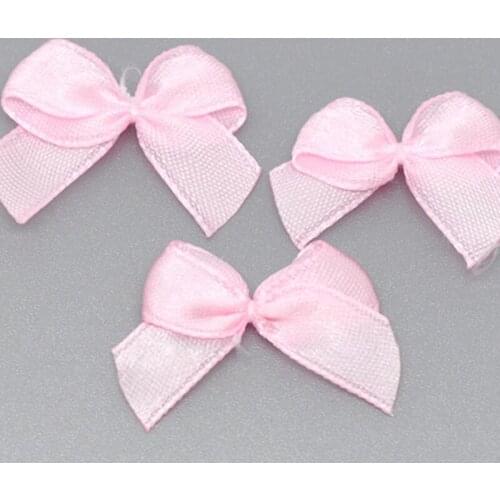 100Pcs Pink Polyester Ribbon Bowknots Wedding Decorative Wreaths DIY Sewing Scrapbook Findings 25x20mm
