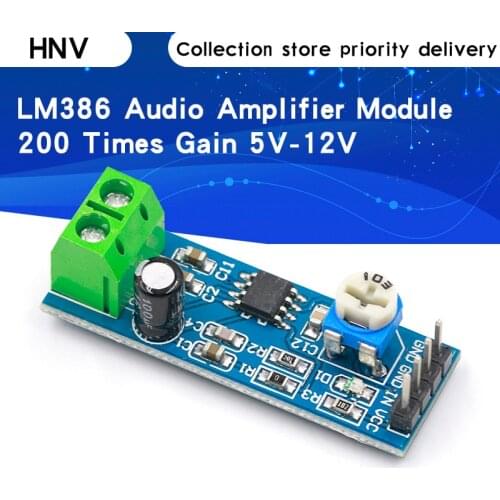 200 Times Gain 5V-12V LM386 Audio Amplifier Module 10K Adjustable Resistance 200 Multiplier Speaker Wire Holder