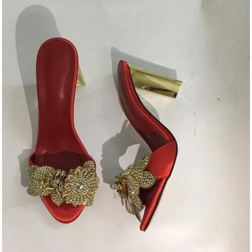 2020 Summer Sexy womens peep toe high heels 10cm high heeled floral slides sandals fashion slippers EU35-42 BY771