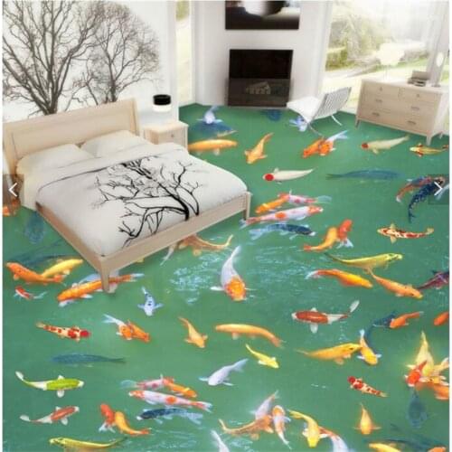 Beibehang Custom 3D carp 3D China carpet floor decoration covered waterproof waterproof non-slip 3D self-adhesive