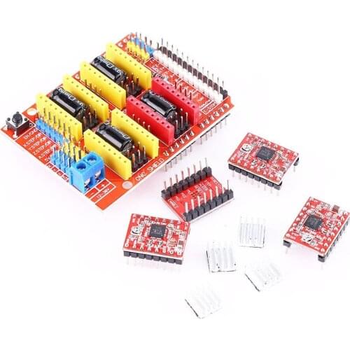 3D CNC Shield Board for UNO R3 + 4Pcs A4988 Stepper Motor Driver For Arduino 3D Printer Automatic current decay mode detection