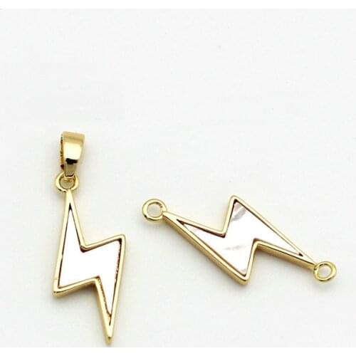 4PC 5*21MM 14k gold plated Shell Lightning Charms Pendant Diy Jewelry Findings Earrings Accessories Wholesale