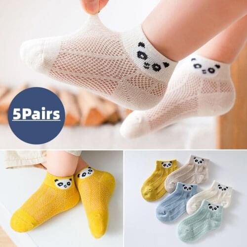 5 Pairs/lot 1 to 12 Years Spring Summer Thin Mesh Socks For Girls Boys Cute Animal Childrens Thin Sock Baby Newborn Short Socks
